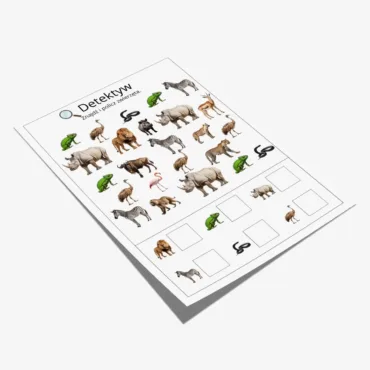 Detektyw znajdź i policz zwierzęta Afryki