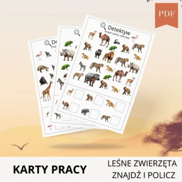 Detektyw znajdź i policz zwierzęta Afryki