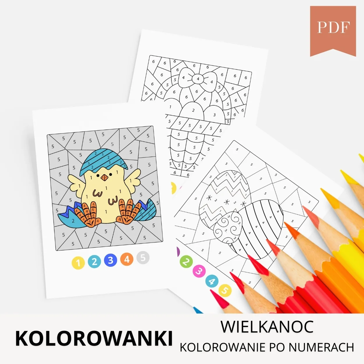 Kolorowanki Wielkanoc - kolorowanie po numerach