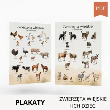 zwierzęta wiejskie i ich dzieci plakaty pdf