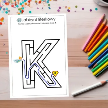 labirynt literkowy do druku PDF