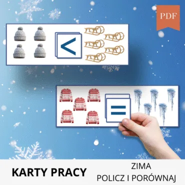 Ćwiczenia matematyczne dla dzieci z zimowymi ilustracjami