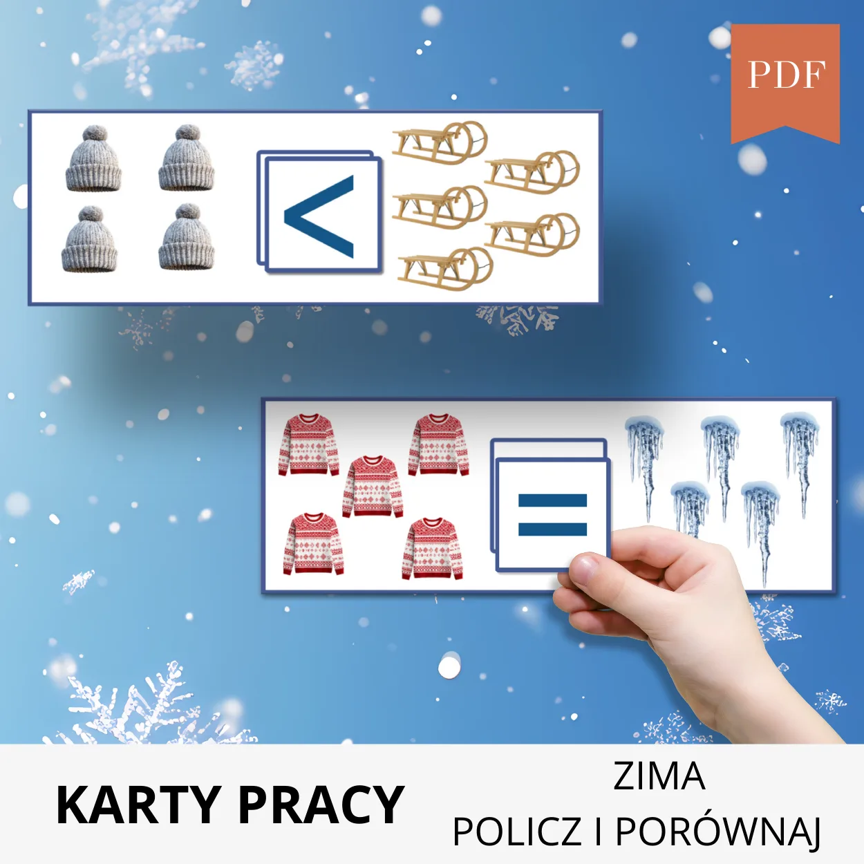 Ćwiczenia matematyczne dla dzieci z zimowymi ilustracjami