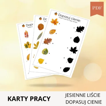 Dopasuj cień do obrazka Jesienne liście do druku