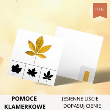 Jesienne liście cienie pomoce klamerkowe do druku