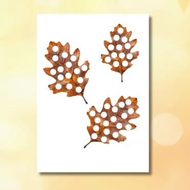 Jesienne liście do wyklejania plasteliną, bibułą i kolorowania dla dzieci do wydruku, liście dębu