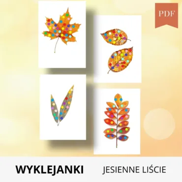 Jesienne liście wyklejanki do druku PDF