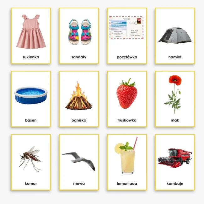 Karty Obrazkowe Flashcards Lato i wakacje