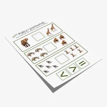 Karty-pracy-policz-i-porownaj-zwierzeta-Afryki-PDF