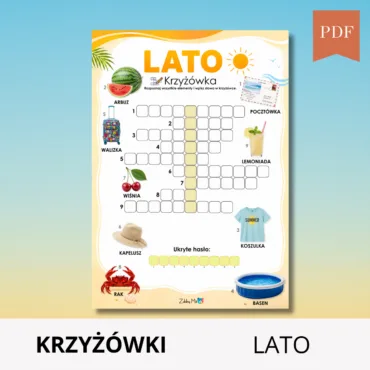 Krzyżówka lato do druku dla dzieci
