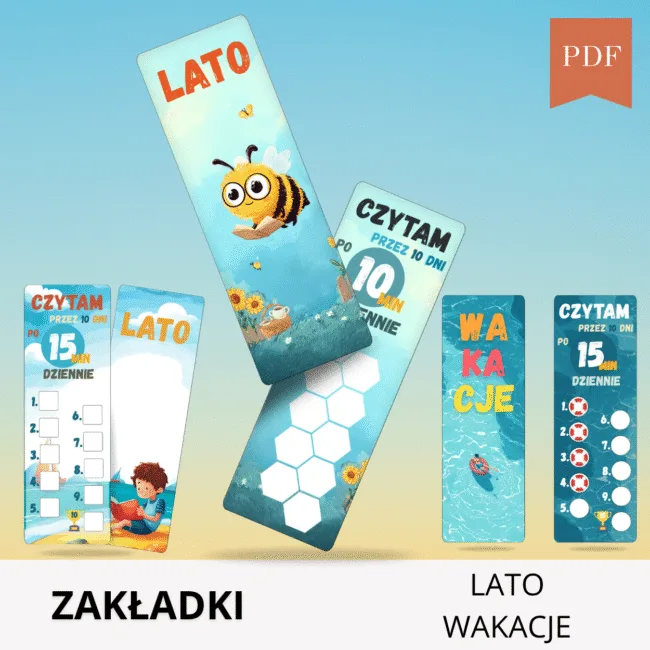 Letnie zakładki PDF do druku dla przedszkolaków
