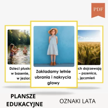 Oznaki i zwiastuny lata przedszkole plansze edukacyjne do druku (PDF)