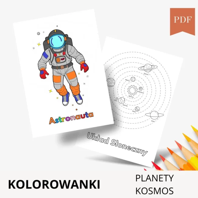Planety kolorowanka kolorowanie Kosmosu do druku dla dzieci