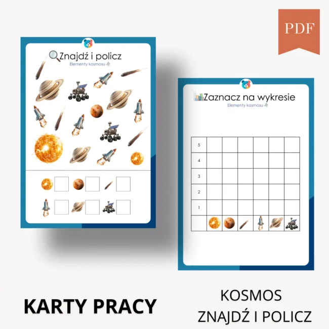 Planety kosmos znajdź i policz wszystkie elementy