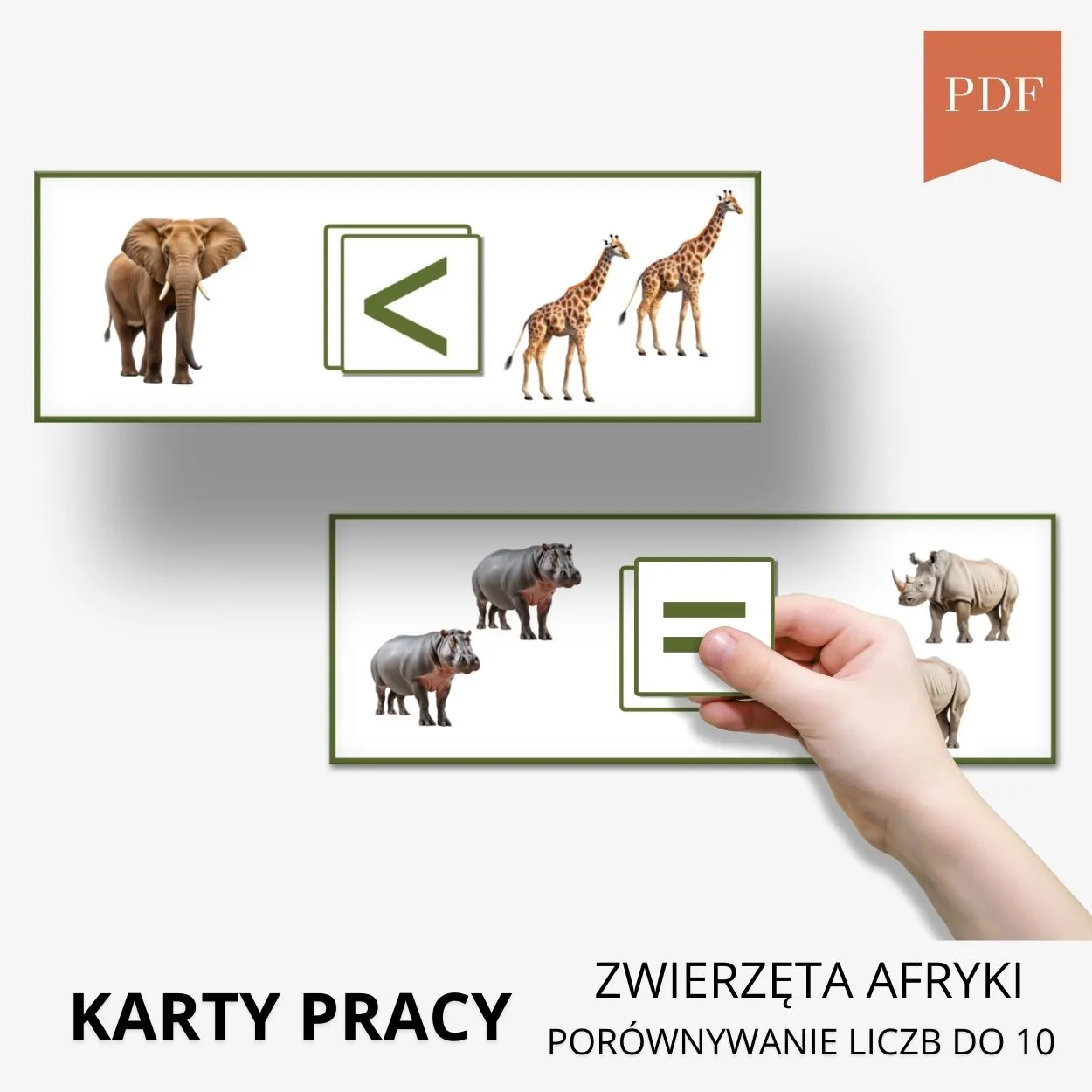 Porownywanie-liczb-do-10-Zwierzeta-Afryki-karty-pracy-PDF-z-Matematyki-do-druku