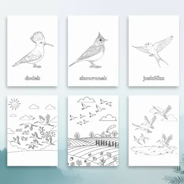 Ptaki odlatujące na zimę kolorowanka do druku