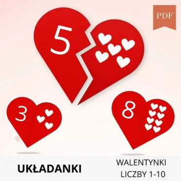 Walentynkowe puzzle do druku w formacie PDF