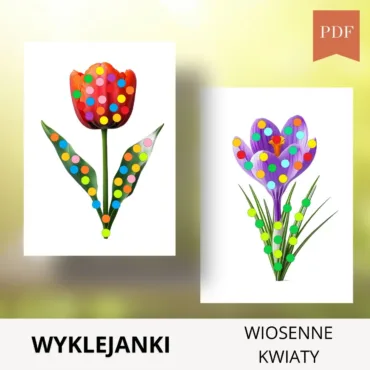 Wiosenne kwiaty do wyklejania plasteliną, bibułą