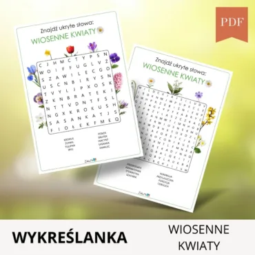 Wiosenne kwiaty wykreślanka do druku PDF