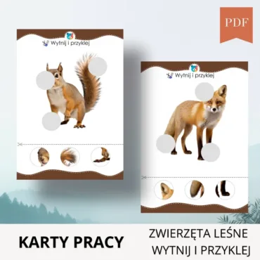 Wycinanki Wytnij i przyklej Zwierzęta leśne do druku PDF