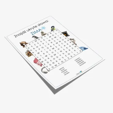 Zimowa wykreślanka z obrazkami