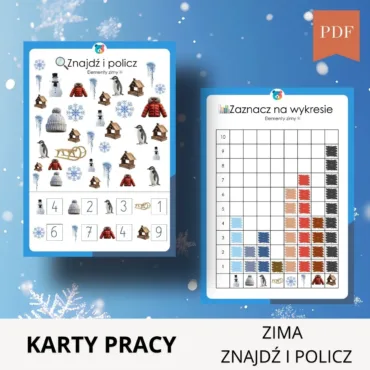 Zimowa wyszukiwanka dla dzieci do druku PDF