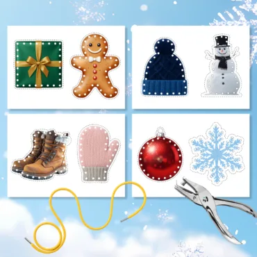 Zimowe przeplatanki do druku czapka bałwan rękawiczki