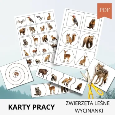 Zwierzeta Leśne wycinanki nauka wycinania do druku format PDF
