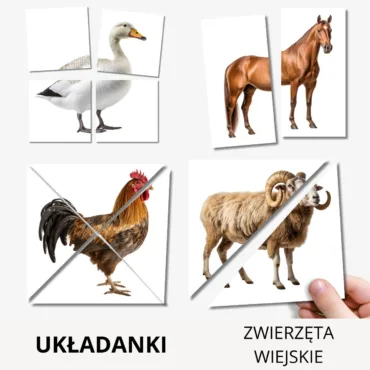 Zwierzęta wiejskie puzzle do druku
