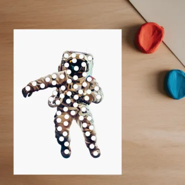 astronauta wyklejanka plastelinowa