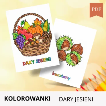 dary jesieni w koszyku kolorowanka
