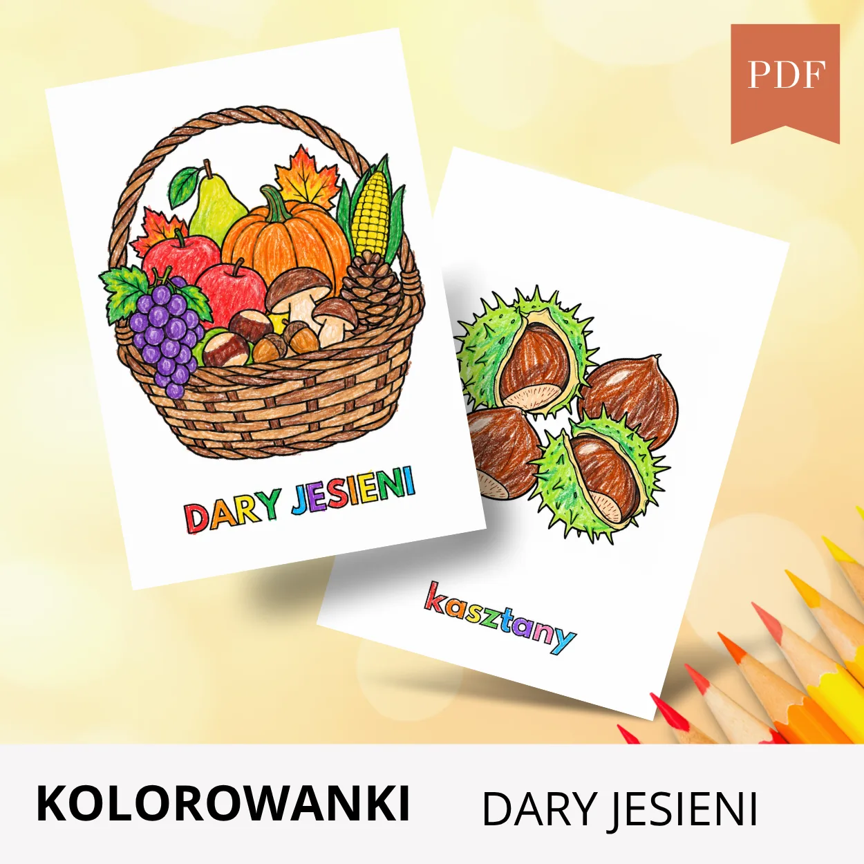 dary jesieni w koszyku kolorowanka