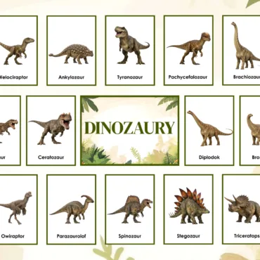 Dinozaury plansze edukacyjne do druku dla dzieci