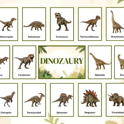 Dinozaury plansze edukacyjne do druku dla dzieci