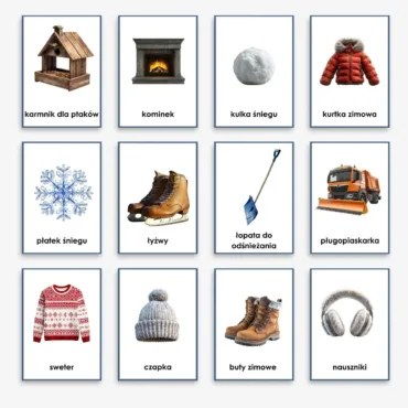 karty obrazkowe z zimowymi symbolami PDF