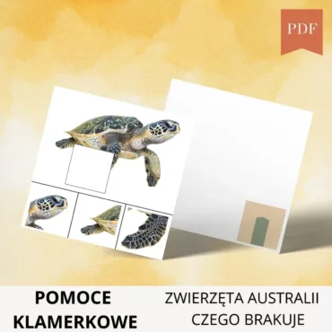 klamerkowe pomoce dydaktyczne ze zwierzętami Australii w formacie PDF do wydrukowania w przedszkolu, szkole albo w domu na drukarce