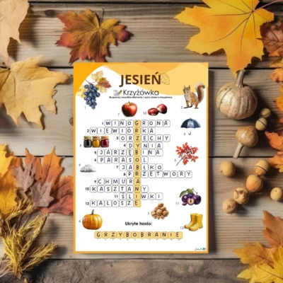 krzyżówka jesienna do druku elementy jesieni
