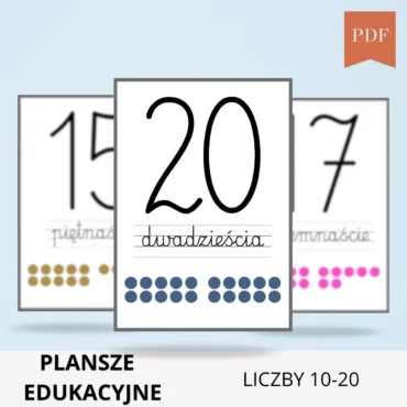 liczby od 10 do 20 plansze edukacyjne do druku PDF