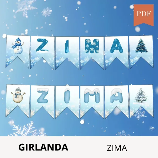 napis zima do druku girlanda