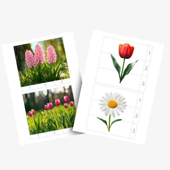 puzzle numeryczne do druku dla dzieci kwiaty wiosenne