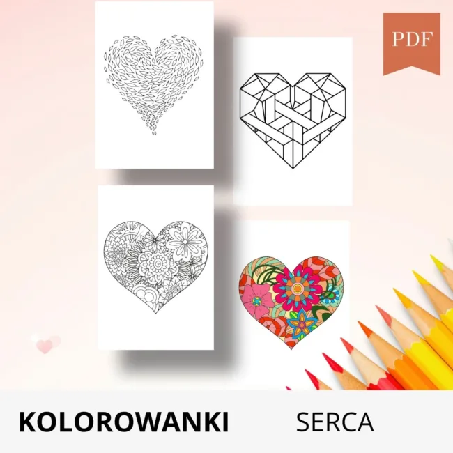 serca walentynkowe do druku