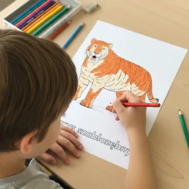 tygrys szablozębny – kolorowanka prehistoryczna dla dzieci