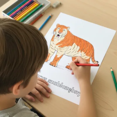 tygrys szablozębny – kolorowanka prehistoryczna dla dzieci